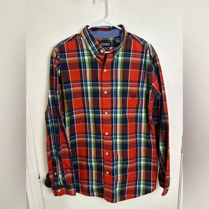 Chaps Plaid Button Down Size XL Orange Blue Mens Shirt